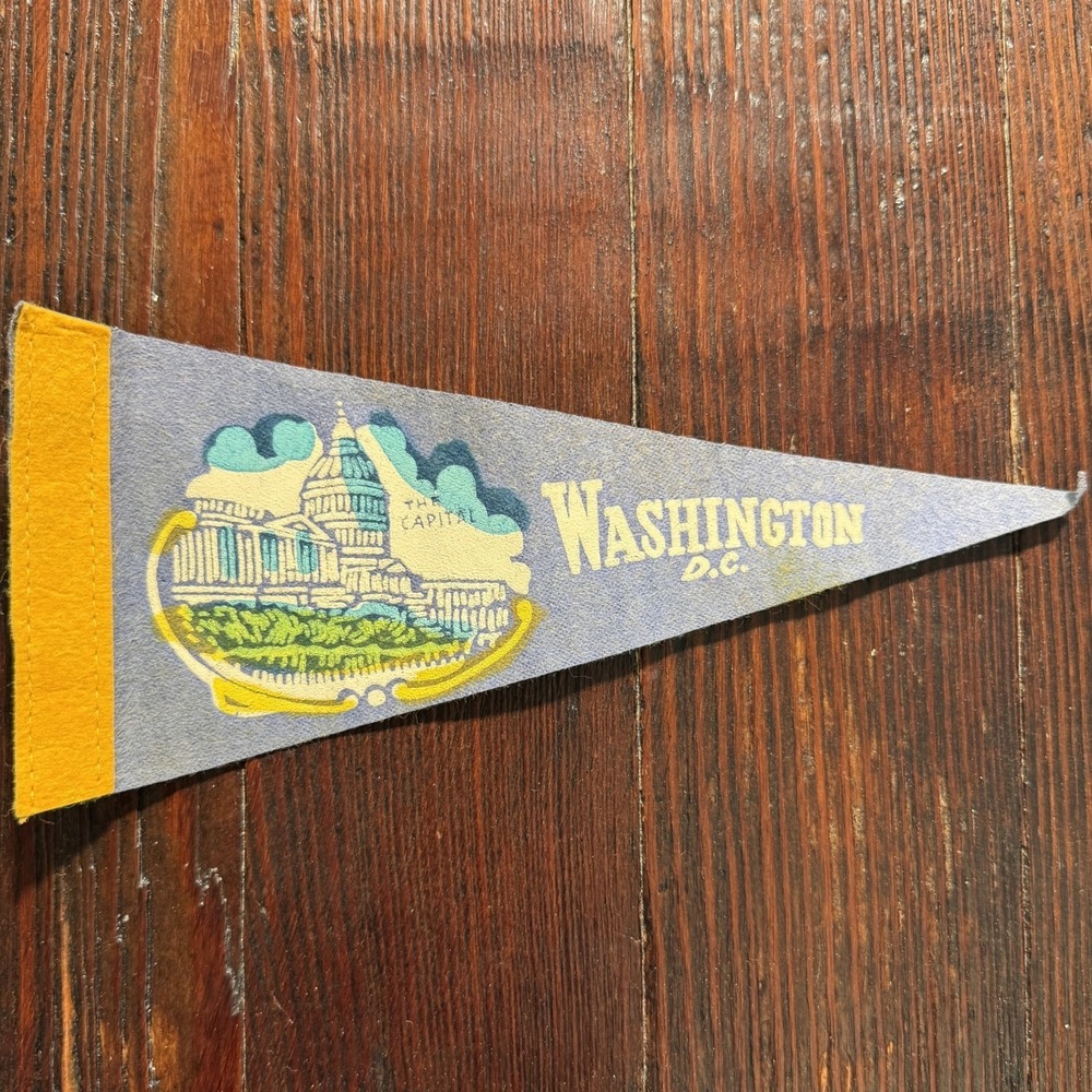 VTG 1960s Washington DC Felt Pennant Blue Capitol Building